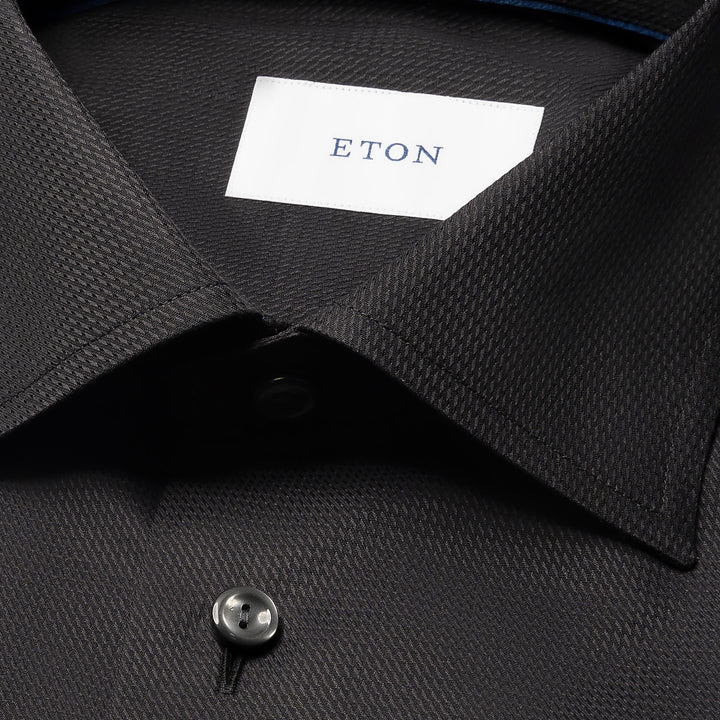 Black Semi-Solid Dobby Slim Fit Dress Shirt - ETON