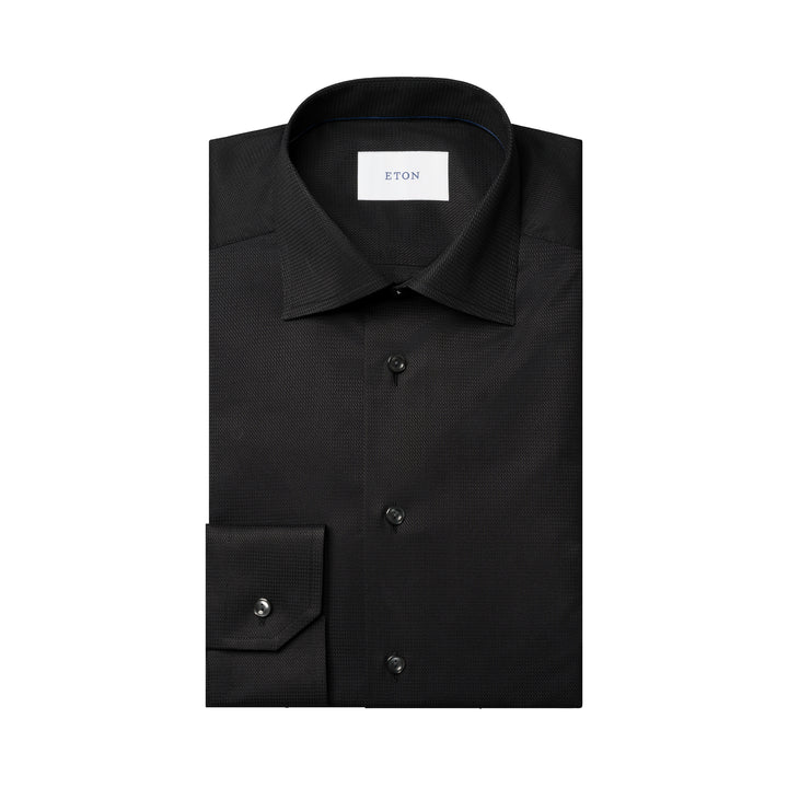 Black Semi-Solid Dobby Slim Fit Dress Shirt - ETON