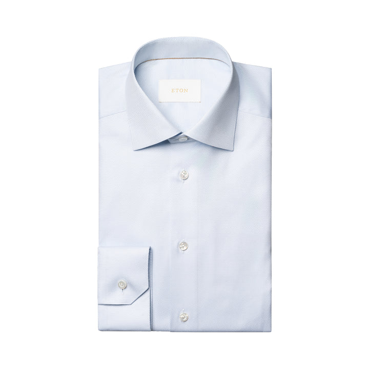 Light Blue Semi-Solid Supima 120 Elevated Piqué Slim Fit Dress Shirt - ETON