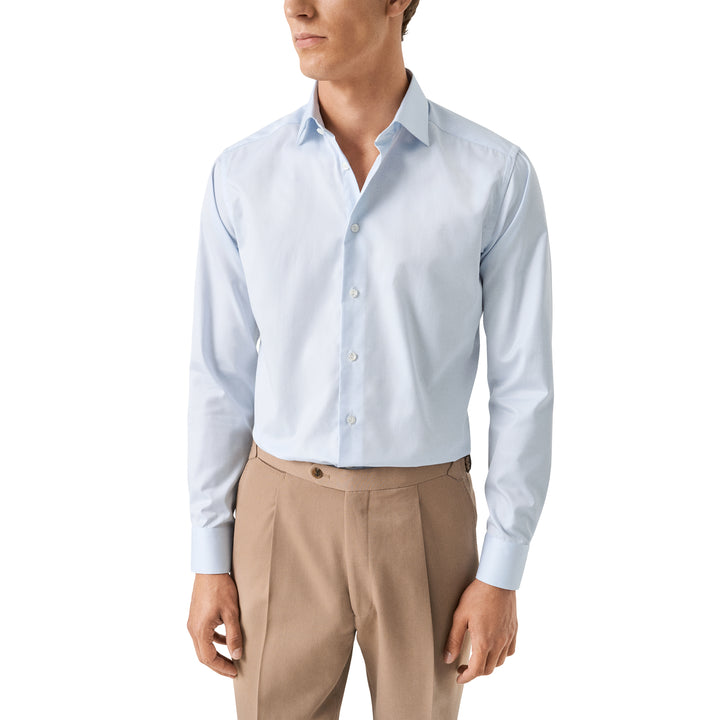 Light Blue Semi-Solid Supima 120 Elevated Piqué Slim Fit Dress Shirt - ETON