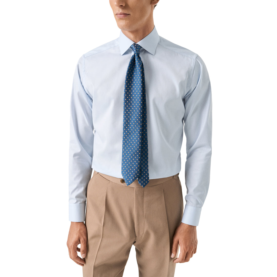 Light Blue Semi-Solid Supima 120 Elevated Piqué Slim Fit Dress Shirt - ETON