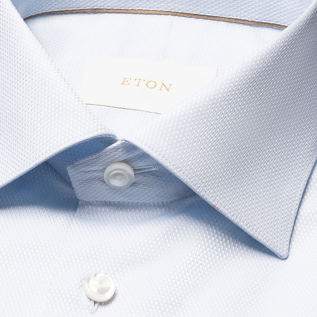 Light Blue Semi-Solid Supima 120 Elevated Piqué Slim Fit Dress Shirt - ETON