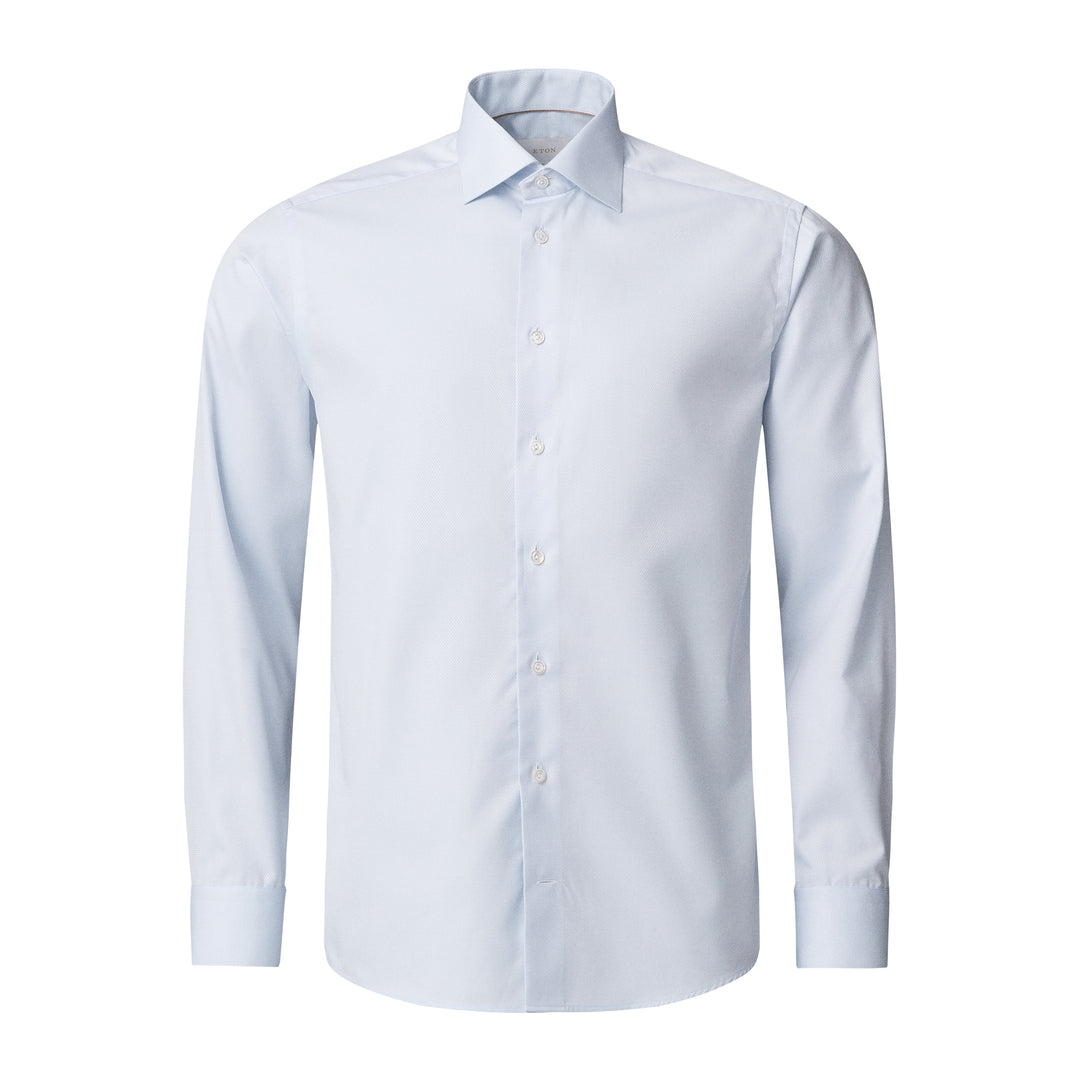 Light Blue Semi-Solid Supima 120 Elevated Piqué Slim Fit Dress Shirt - ETON