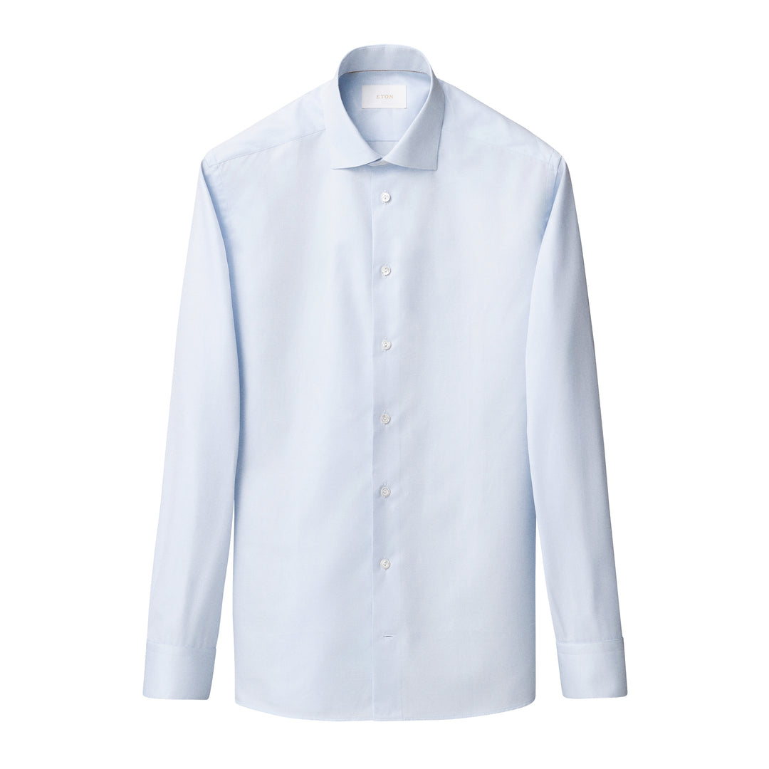 Light Blue Semi-Solid Supima 120 Elevated Piqué Slim Fit Dress Shirt - ETON