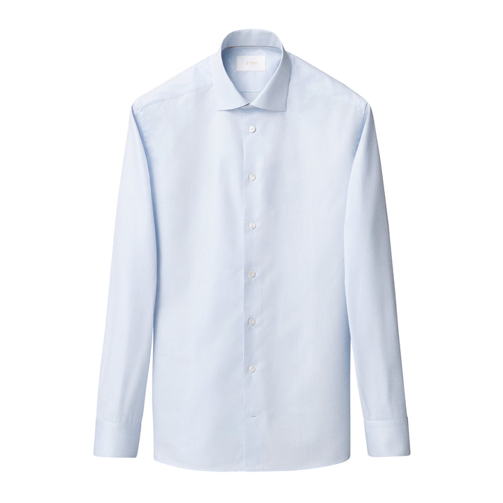 Light Blue Semi-Solid Supima 120 Elevated Piqué Slim Fit Dress Shirt - ETON