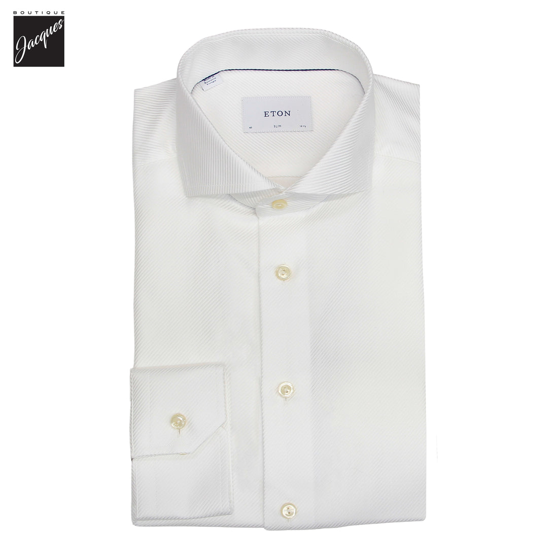 White Solid King Twill Slim Fit Dress Shirt - ETON