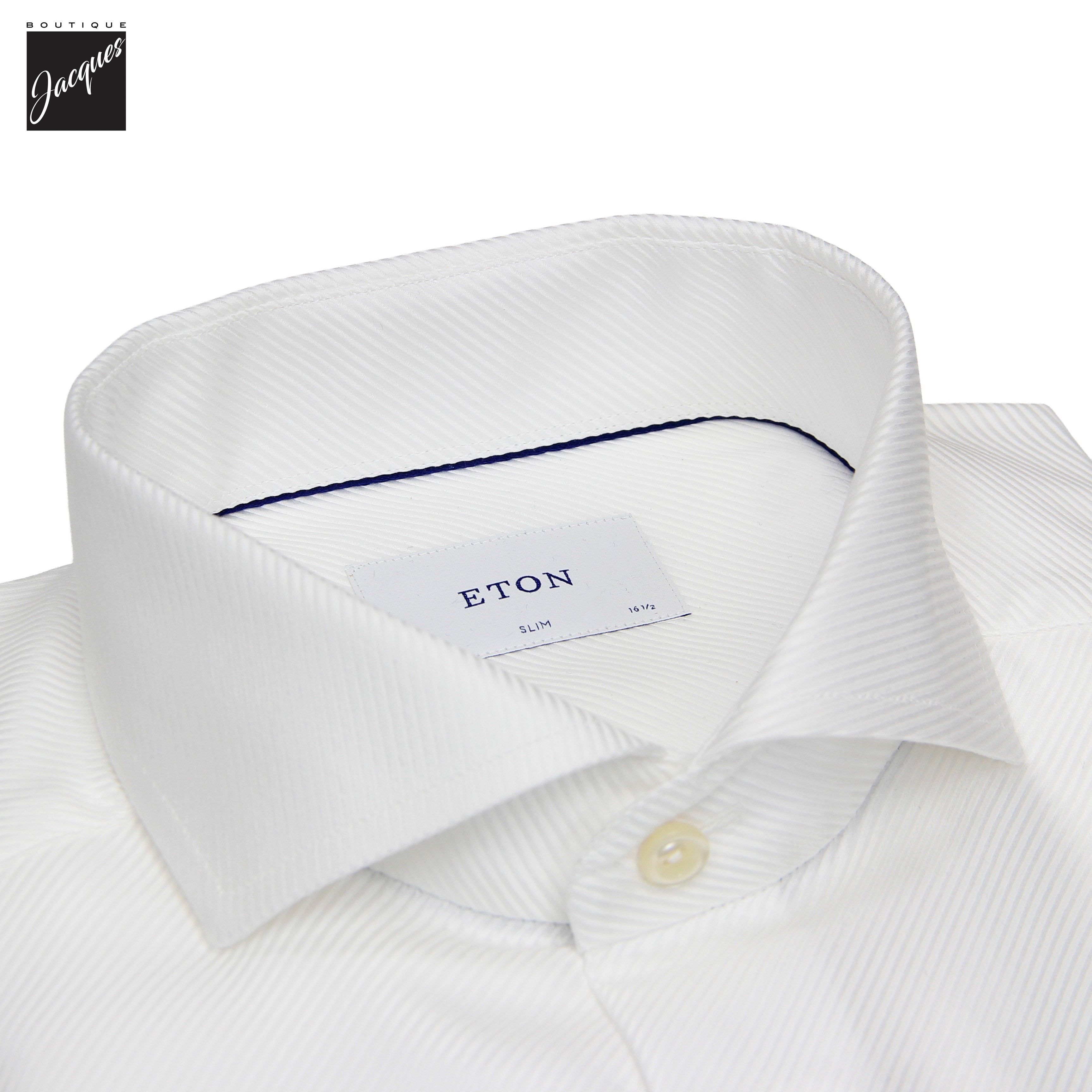 White Solid King Twill Slim Fit Dress Shirt - ETON