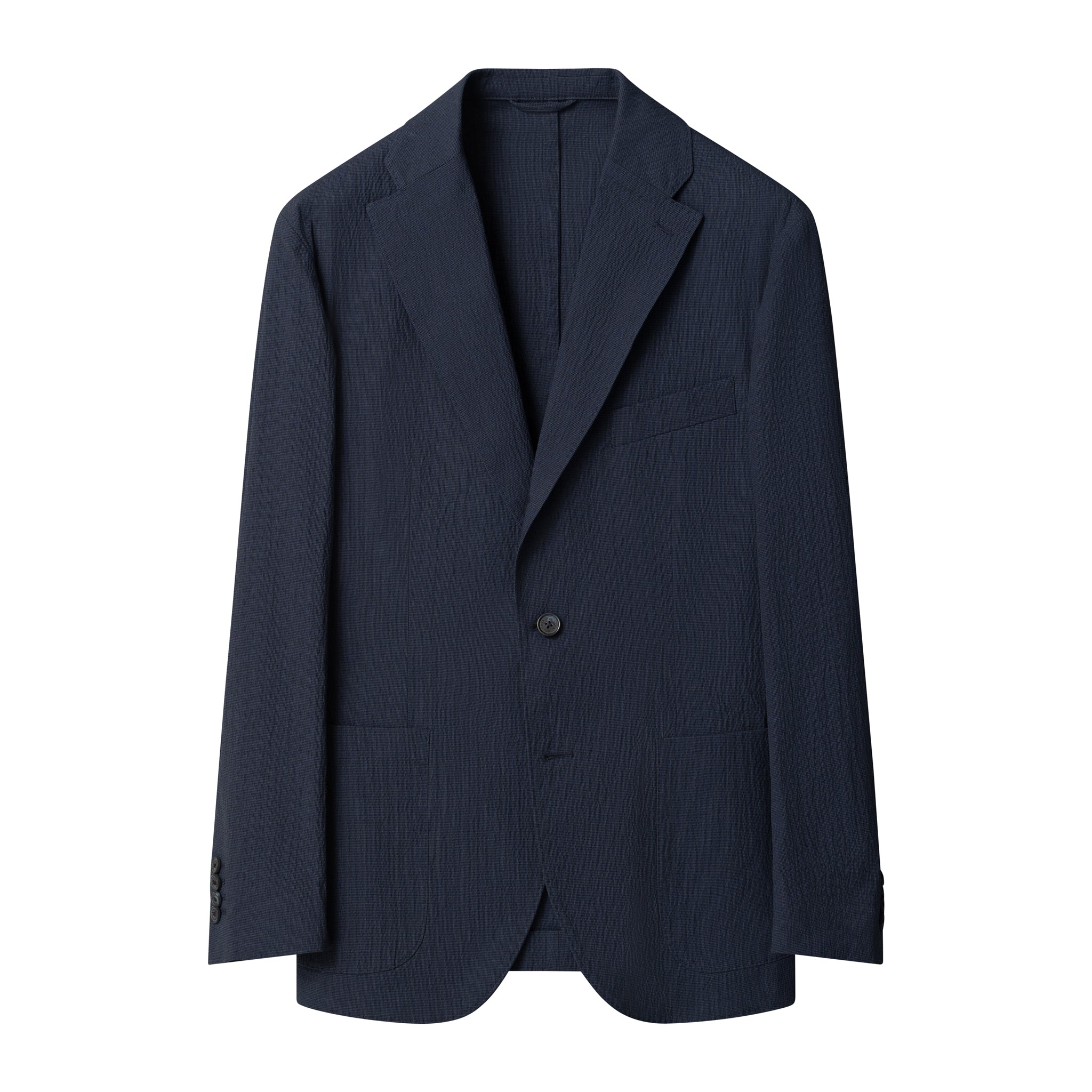 Navy Blue Seersucker Cotton-Stretch Soft Sport Jacket - ETON