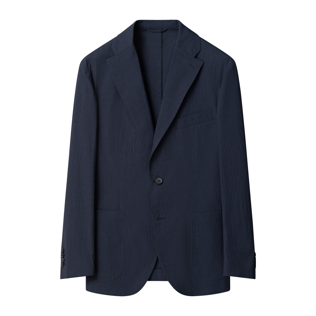 Navy Blue Seersucker Cotton-Stretch Soft Sport Jacket - ETON