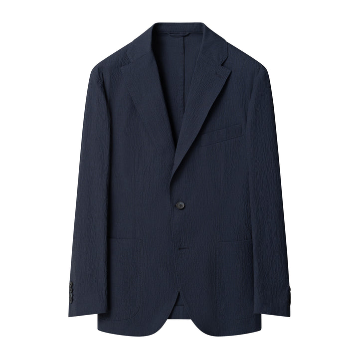 Navy Blue Seersucker Cotton-Stretch Soft Sport Jacket - ETON