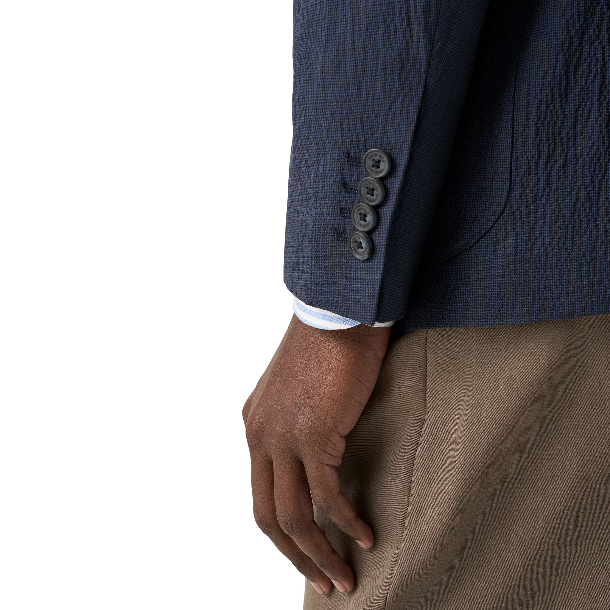 Navy Blue Seersucker Cotton-Stretch Soft Sport Jacket - ETON