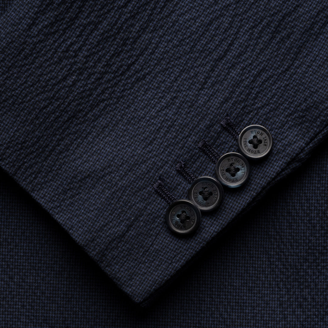 Navy Blue Seersucker Cotton-Stretch Soft Sport Jacket - ETON