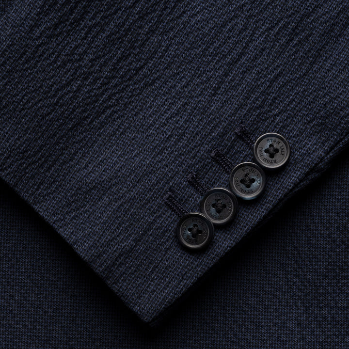 Navy Blue Seersucker Cotton-Stretch Soft Sport Jacket - ETON