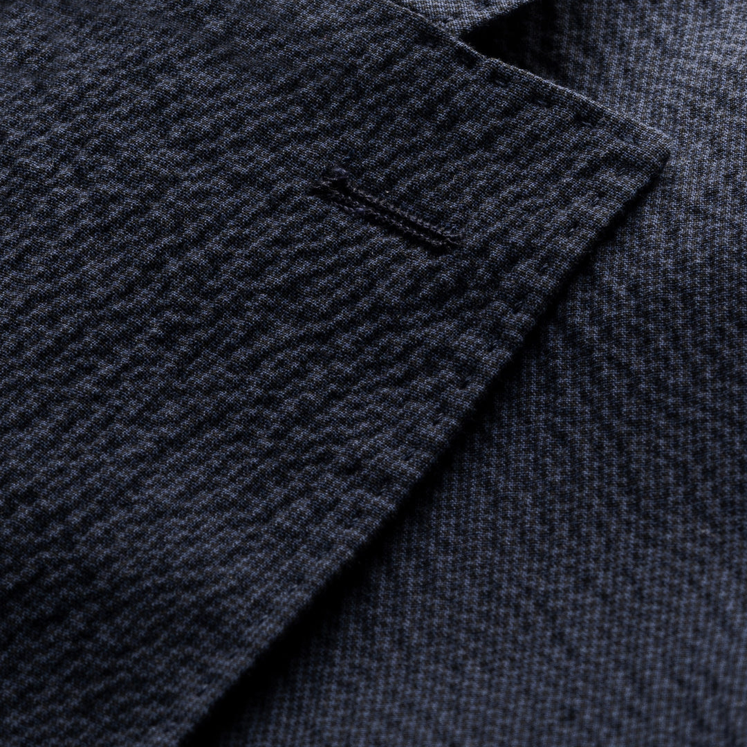 Navy Blue Seersucker Cotton-Stretch Soft Sport Jacket - ETON