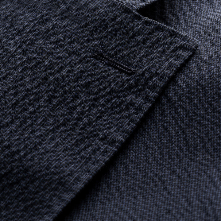 Navy Blue Seersucker Cotton-Stretch Soft Sport Jacket - ETON