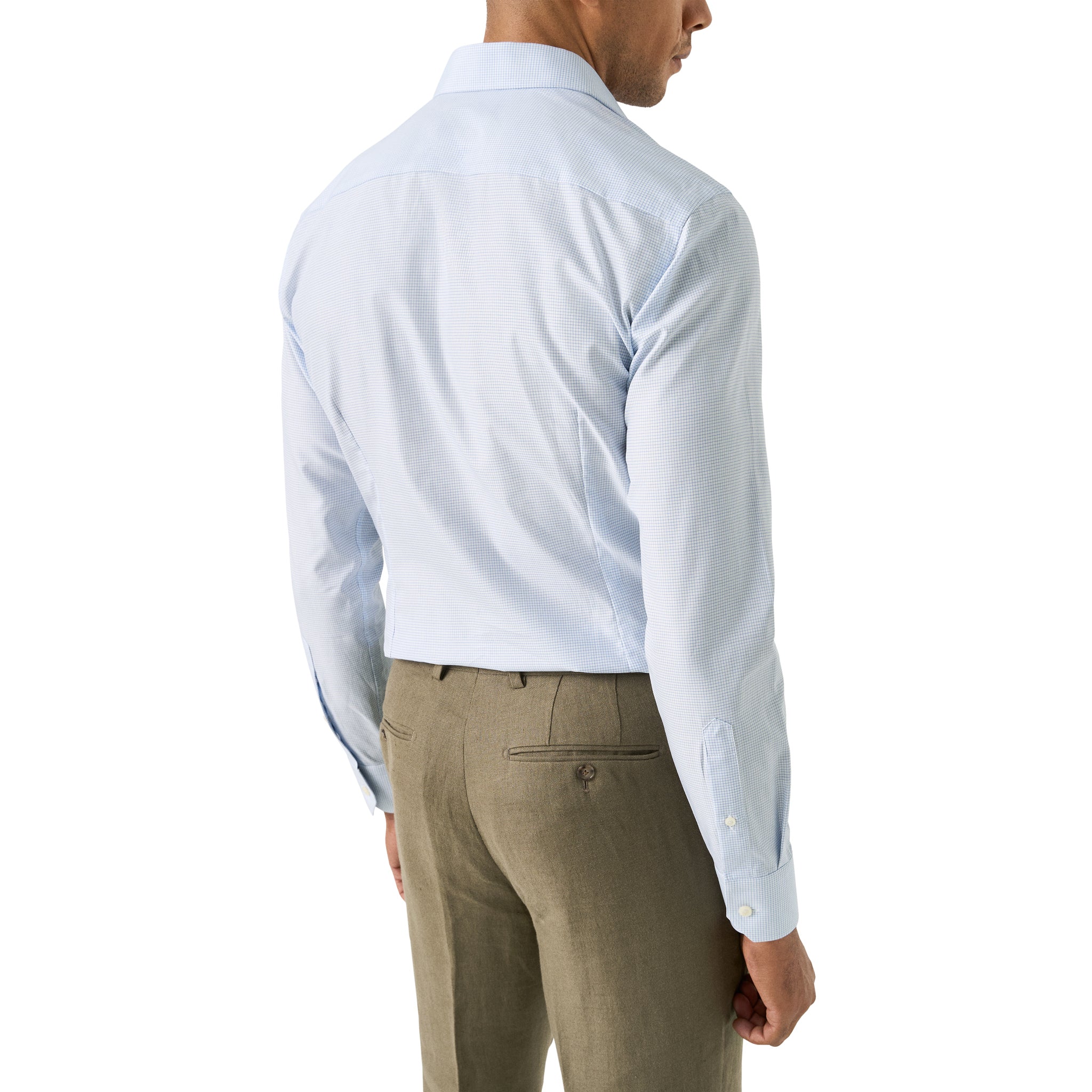 Light Blue Micro Check Signature Twill Slim Fit Dress Shirt - ETON
