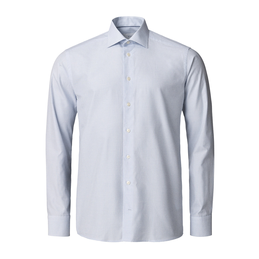 Light Blue Micro Check Signature Twill Slim Fit Dress Shirt - ETON