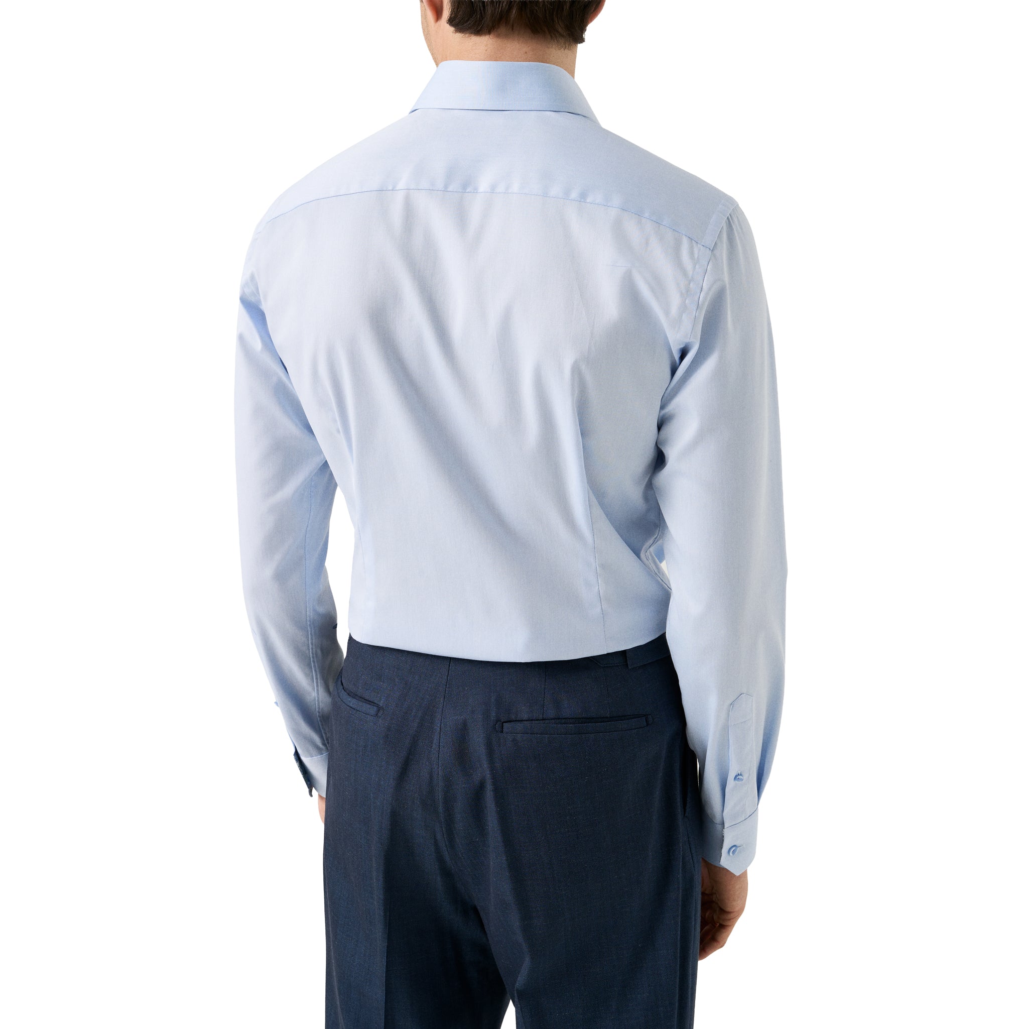 Light Blue Solid Floral Effect Signature Twill Slim Fit Shirt - ETON