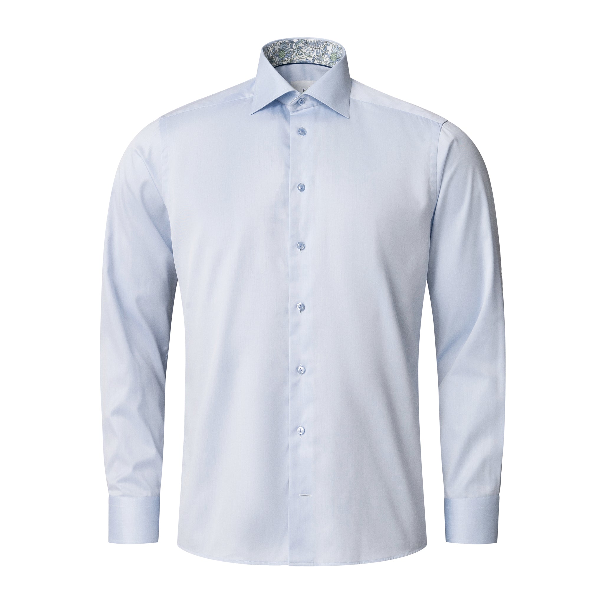 Light Blue Solid Floral Effect Signature Twill Slim Fit Shirt - ETON