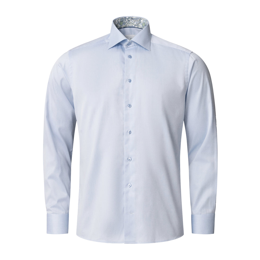 Light Blue Solid Floral Effect Signature Twill Slim Fit Shirt - ETON