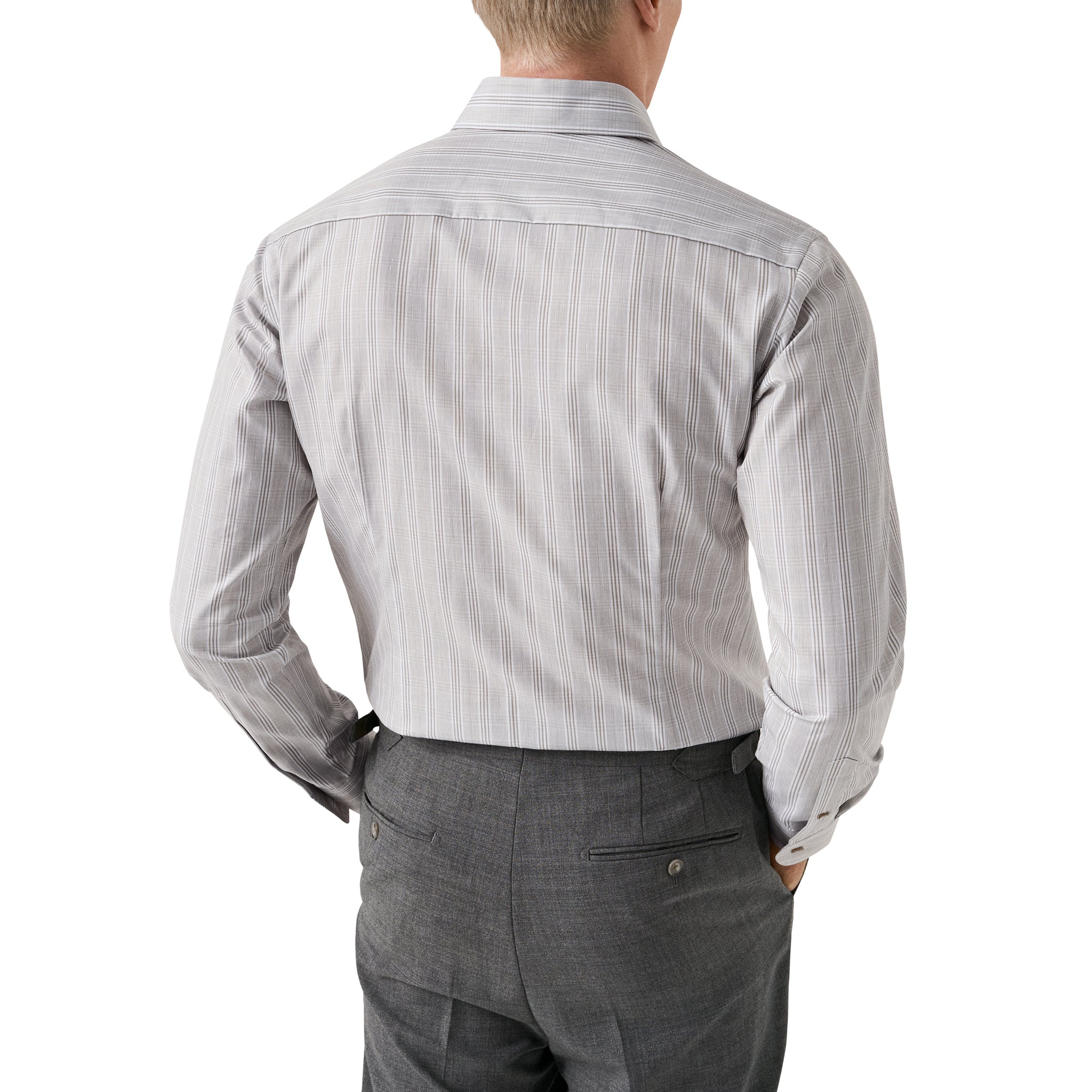 Brown & Gray Check Elevated Cotton/Linen Slim Fit Shirt - ETON