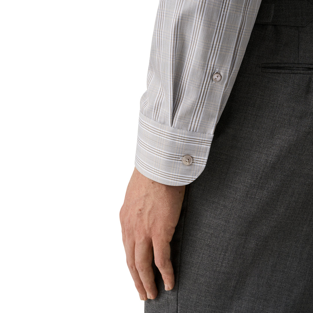 Brown & Gray Check Elevated Cotton/Linen Slim Fit Shirt - ETON