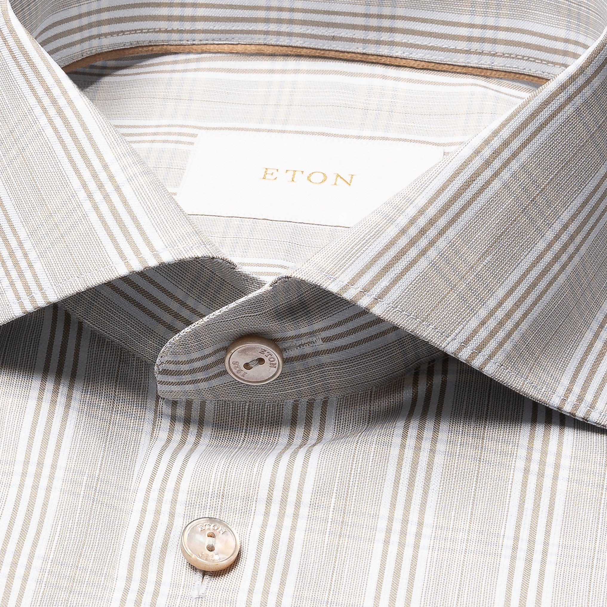Brown & Gray Check Elevated Cotton/Linen Slim Fit Shirt - ETON