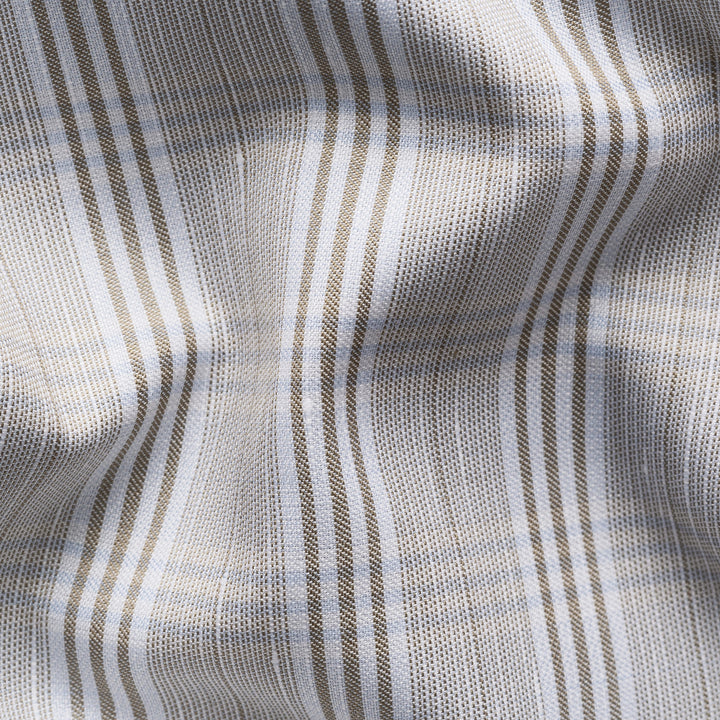Brown & Gray Check Elevated Cotton/Linen Slim Fit Shirt - ETON