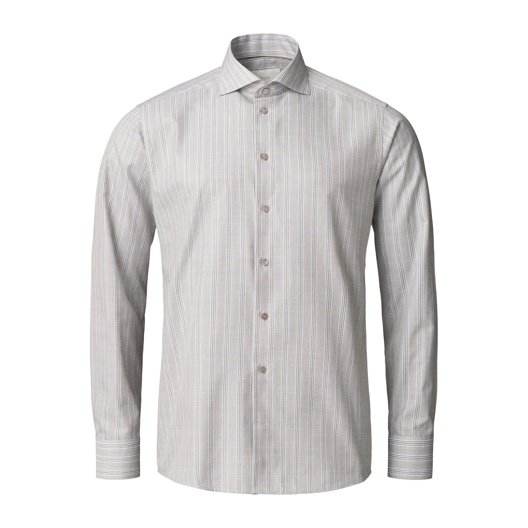 Brown & Gray Check Elevated Cotton/Linen Slim Fit Shirt - ETON