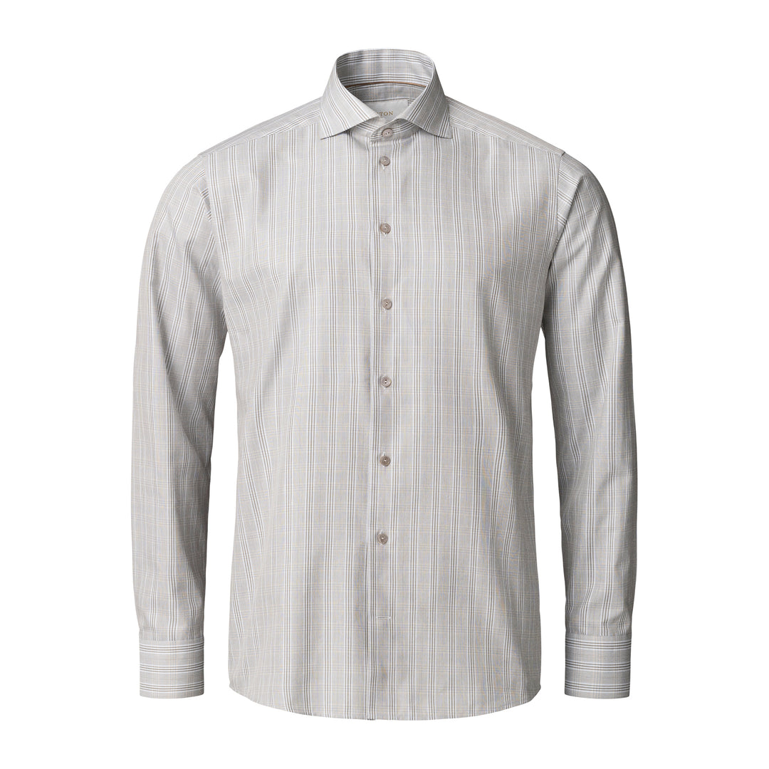 Brown & Gray Check Elevated Cotton/Linen Slim Fit Shirt - ETON