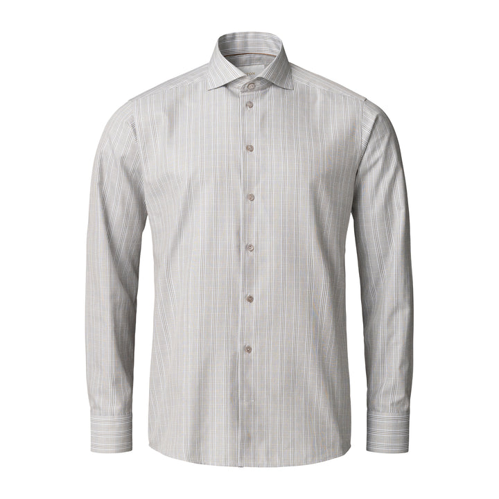 Brown & Gray Check Elevated Cotton/Linen Slim Fit Shirt - ETON