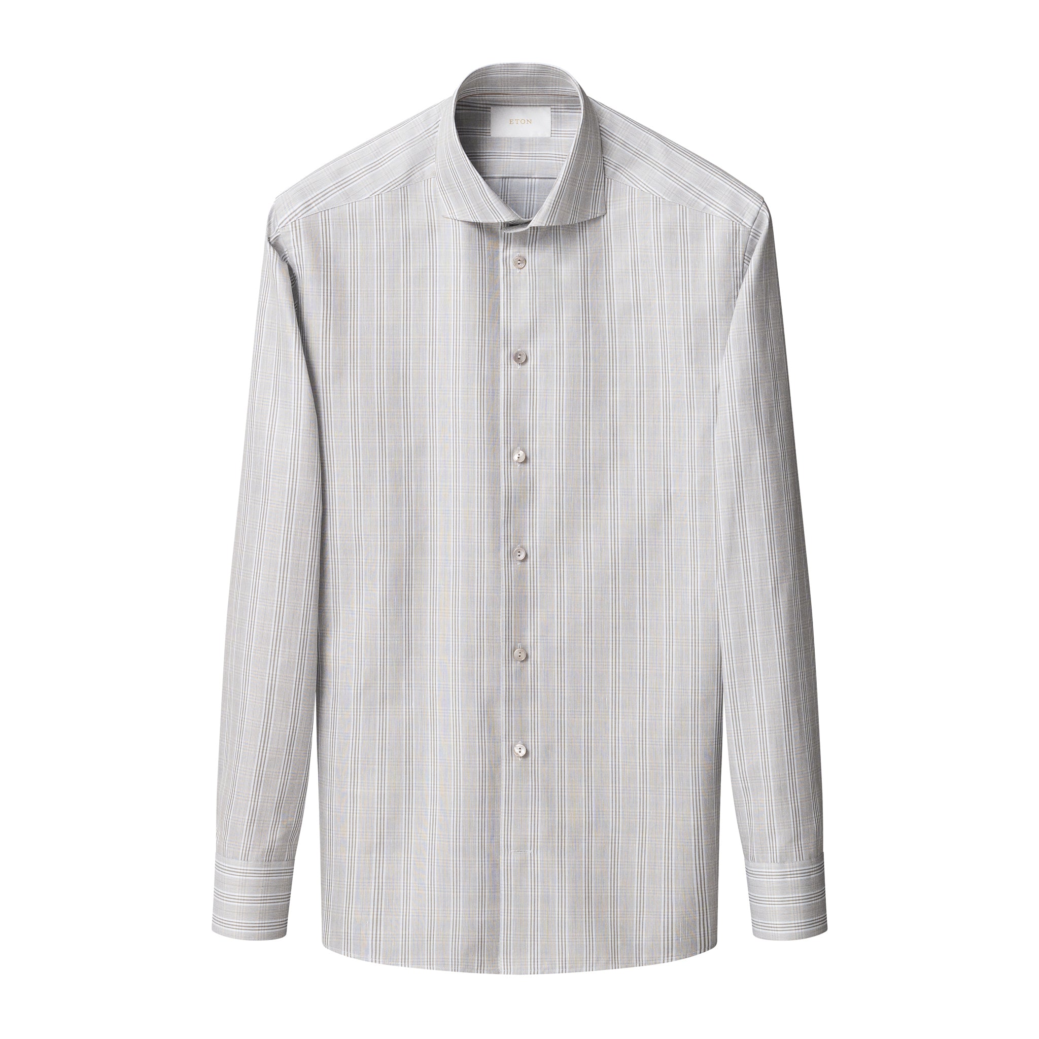 Brown & Gray Check Elevated Cotton/Linen Slim Fit Shirt - ETON