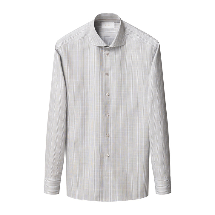 Brown & Gray Check Elevated Cotton/Linen Slim Fit Shirt - ETON