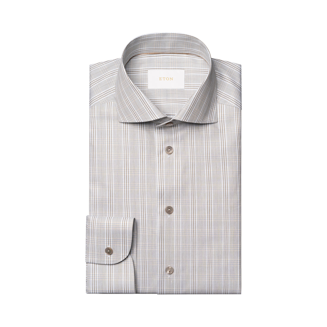 Brown & Gray Check Elevated Cotton/Linen Slim Fit Shirt - ETON
