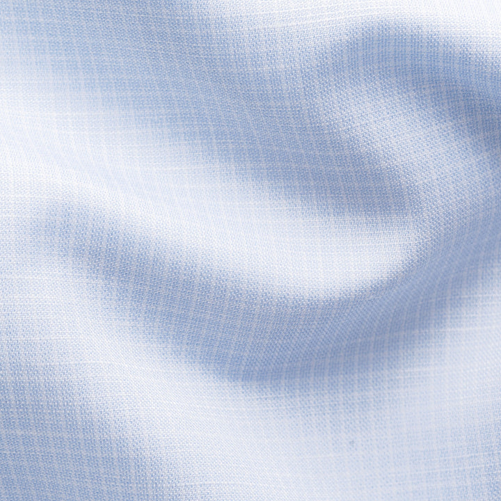 Light Blue Micro Check Elevated Cotton/Linen Slim Fit Shirt - ETON