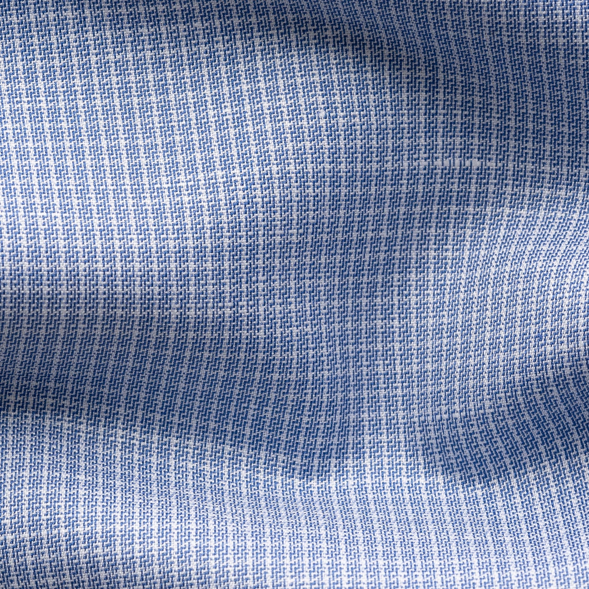Mid Blue Micro Check Elevated Cotton/Linen Slim Fit Shirt - ETON