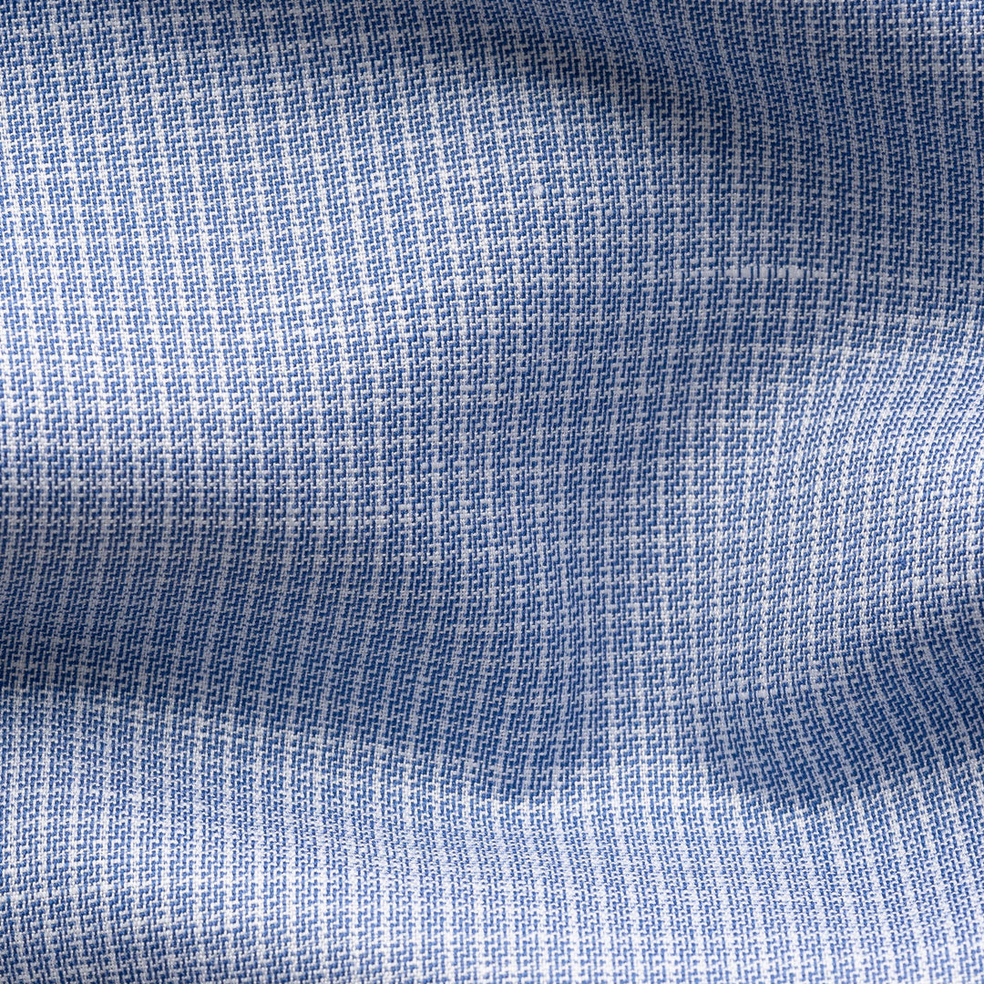 Mid Blue Micro Check Elevated Cotton/Linen Slim Fit Shirt - ETON