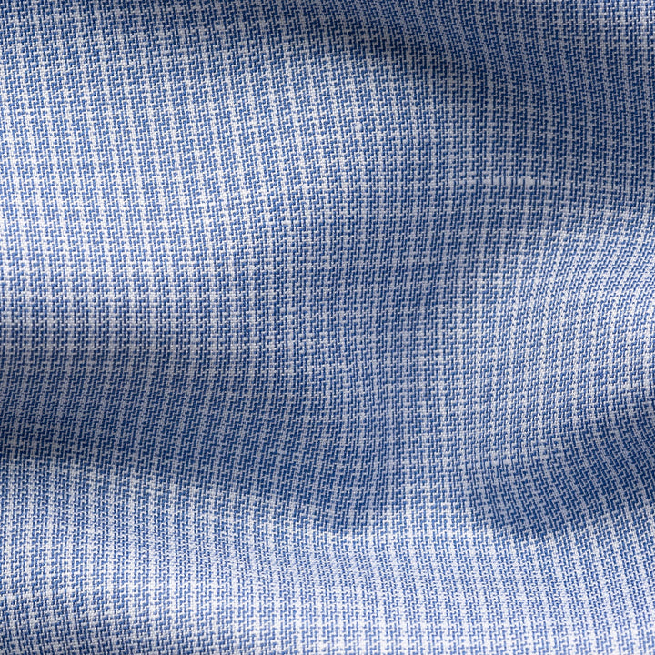 Mid Blue Micro Check Elevated Cotton/Linen Slim Fit Shirt - ETON