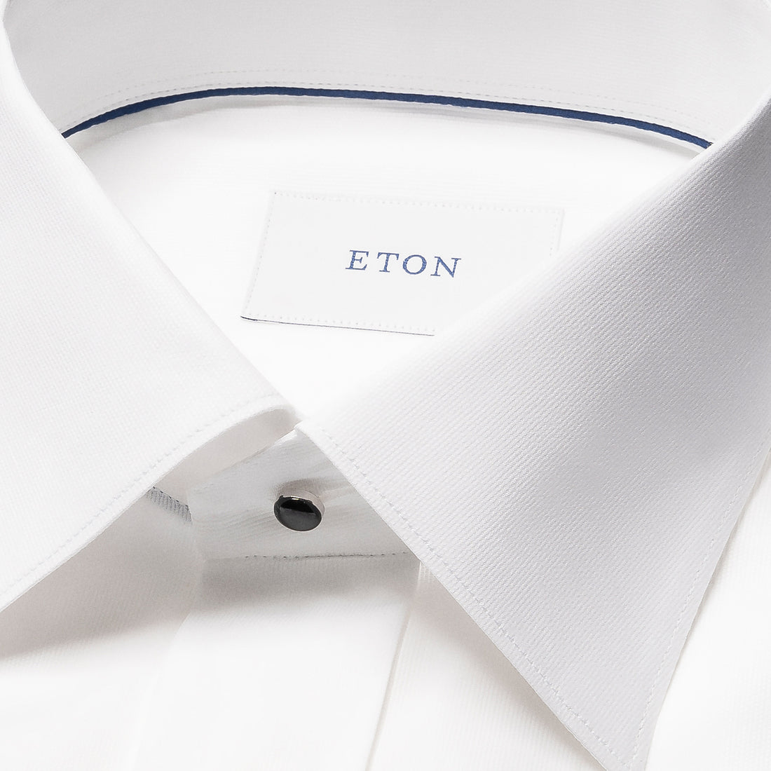 White Semi-Solid Piqué Cotton Fly-Front Slim Fit Tuxedo Shirt - ETON