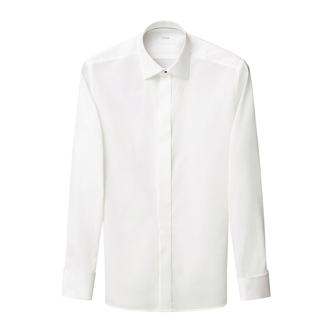 White Semi-Solid Piqué Cotton Fly-Front Slim Fit Tuxedo Shirt - ETON