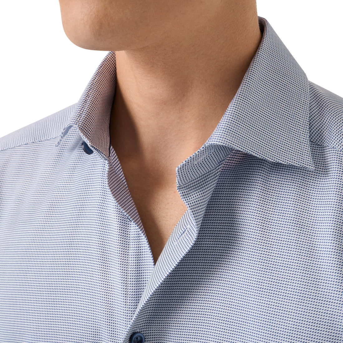 Mid Blue Semi-Solid Twill Slim Fit Shirt - ETON
