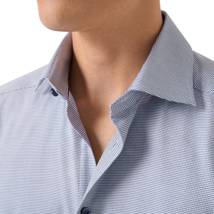 Mid Blue Semi-Solid Twill Slim Fit Shirt - ETON