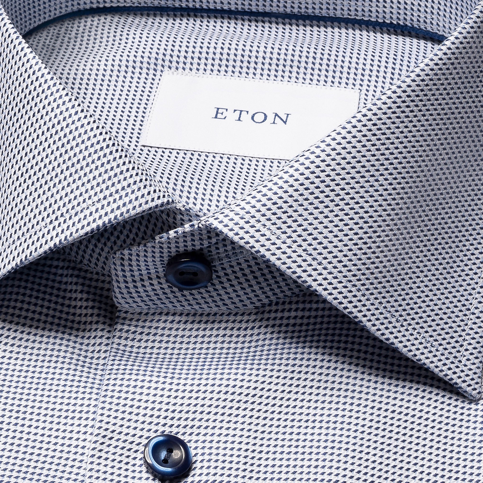 Mid Blue Semi-Solid Twill Slim Fit Shirt - ETON