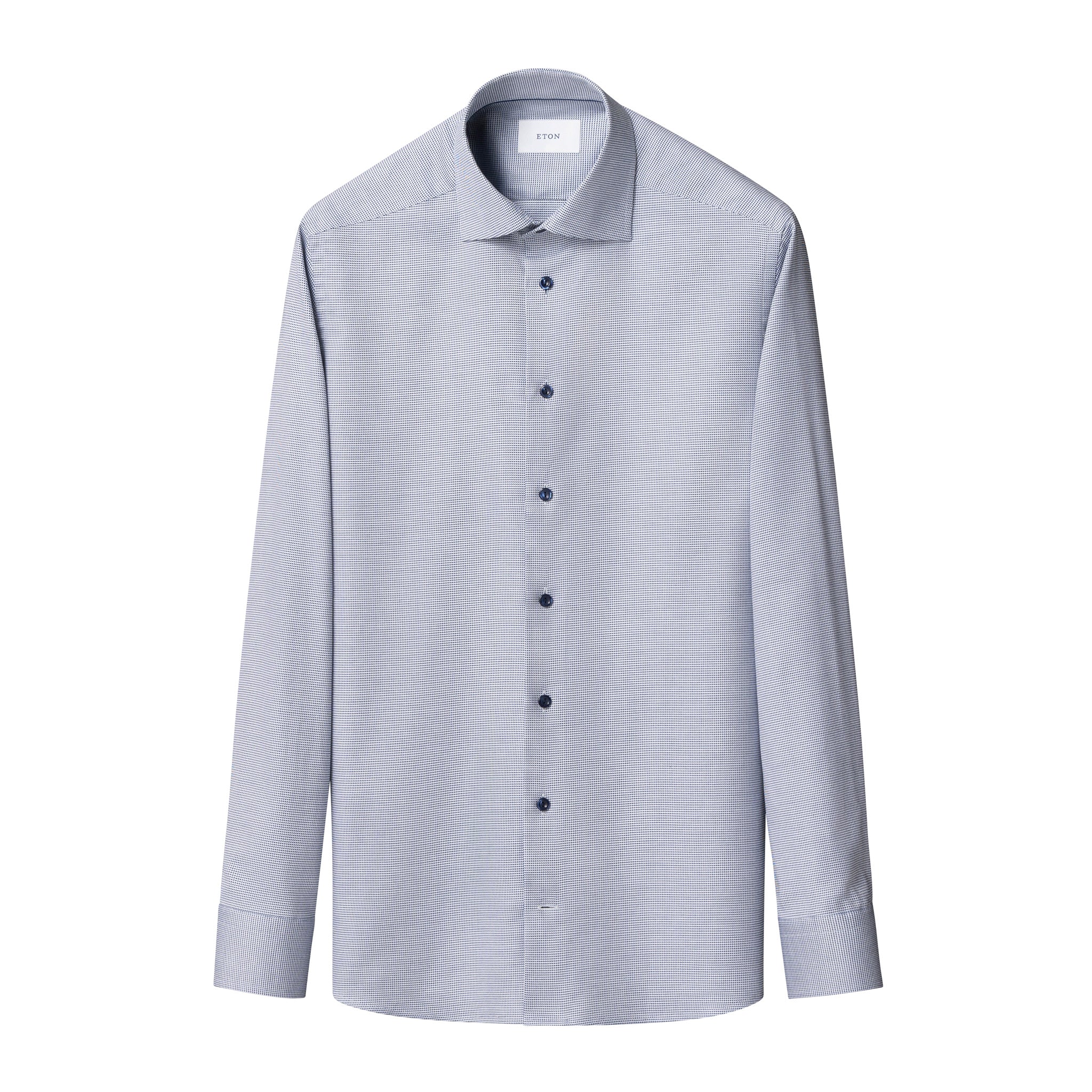 Mid Blue Semi-Solid Twill Slim Fit Shirt - ETON