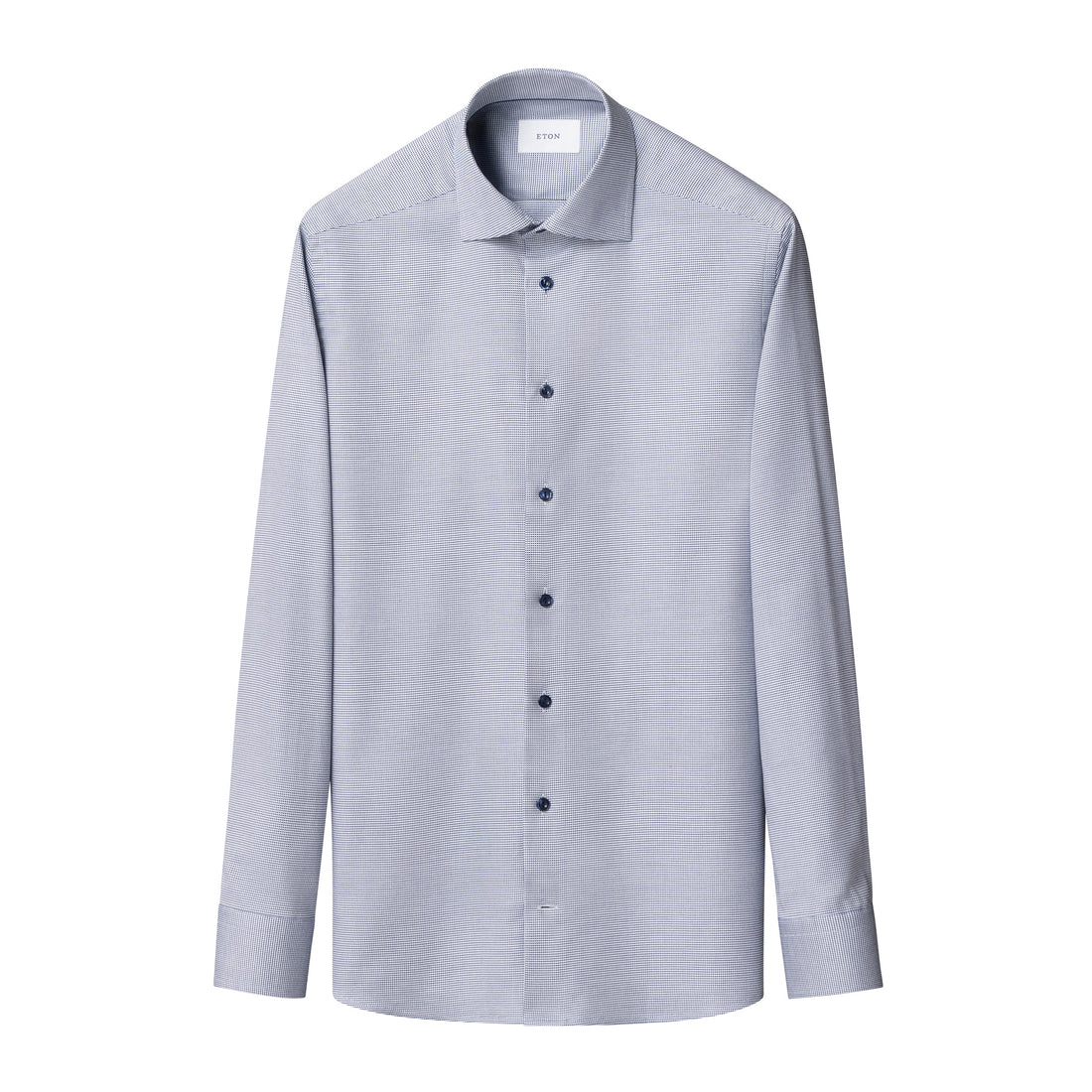 Mid Blue Semi-Solid Twill Slim Fit Shirt - ETON