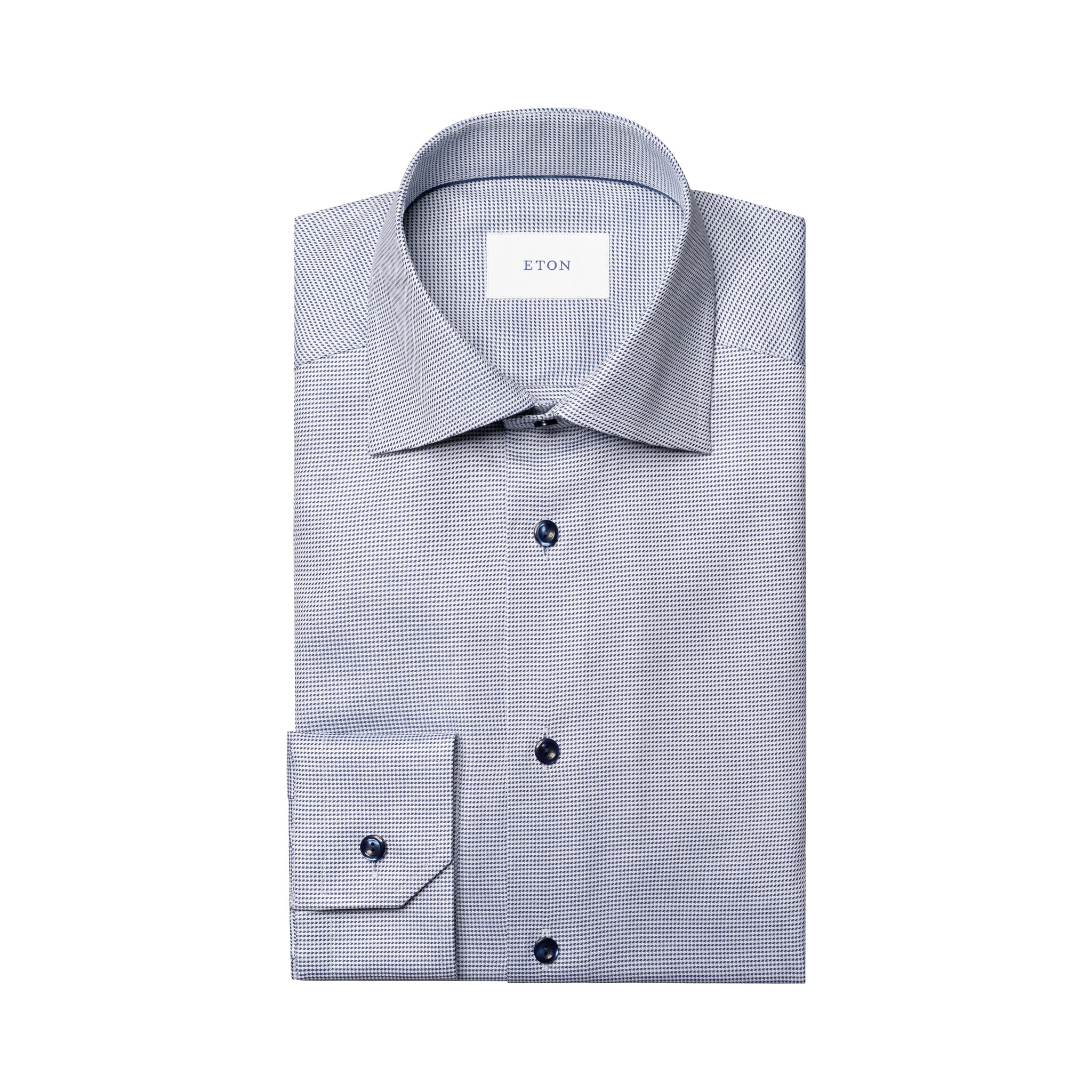 Mid Blue Semi-Solid Twill Slim Fit Shirt - ETON