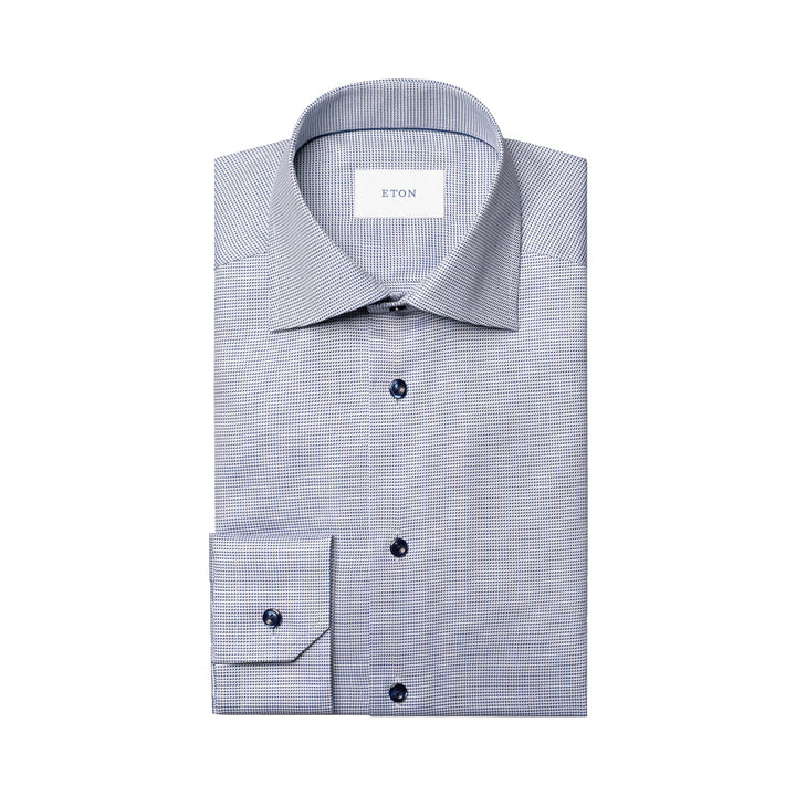 Mid Blue Semi-Solid Twill Slim Fit Shirt - ETON