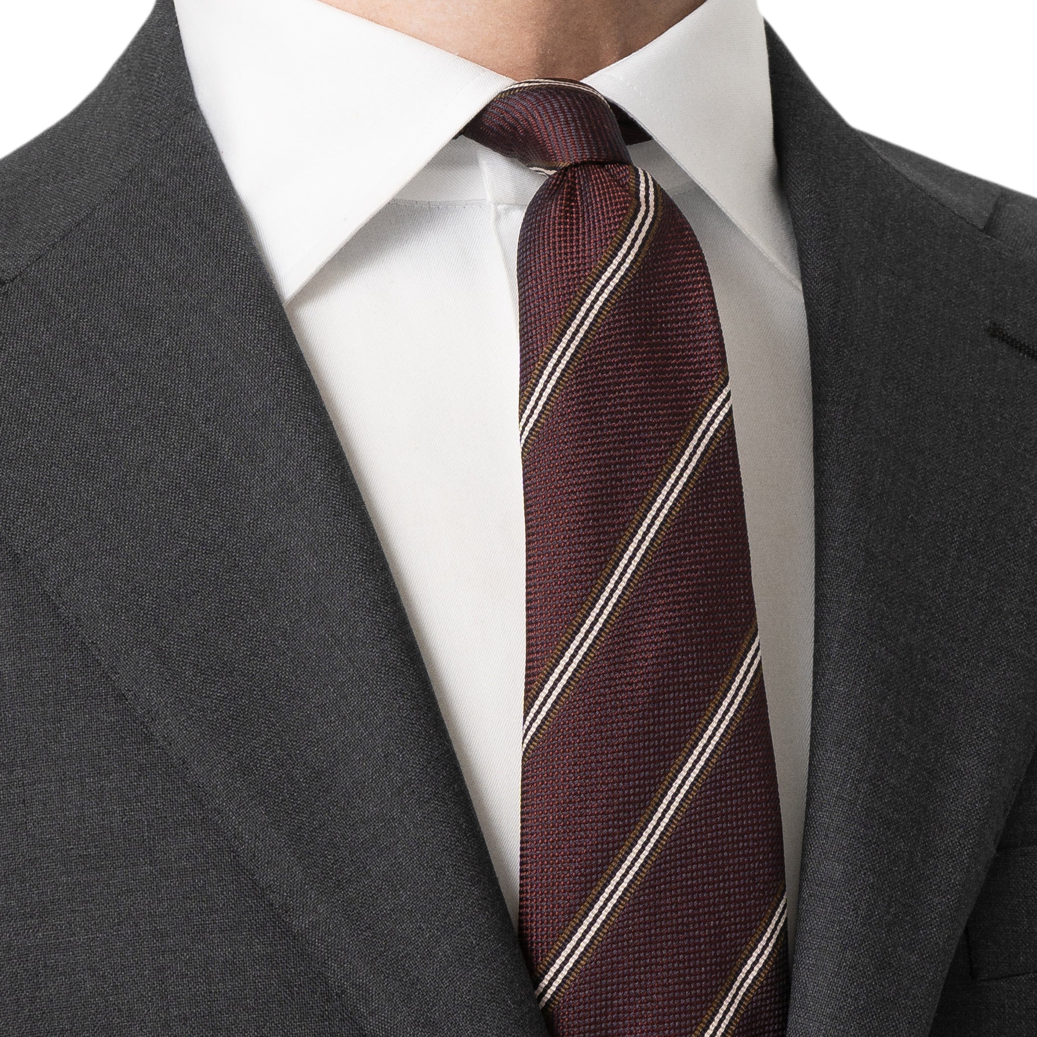 Maroon Striped Pattern Woven Silk Tie - ETON - Boutique Jacques International