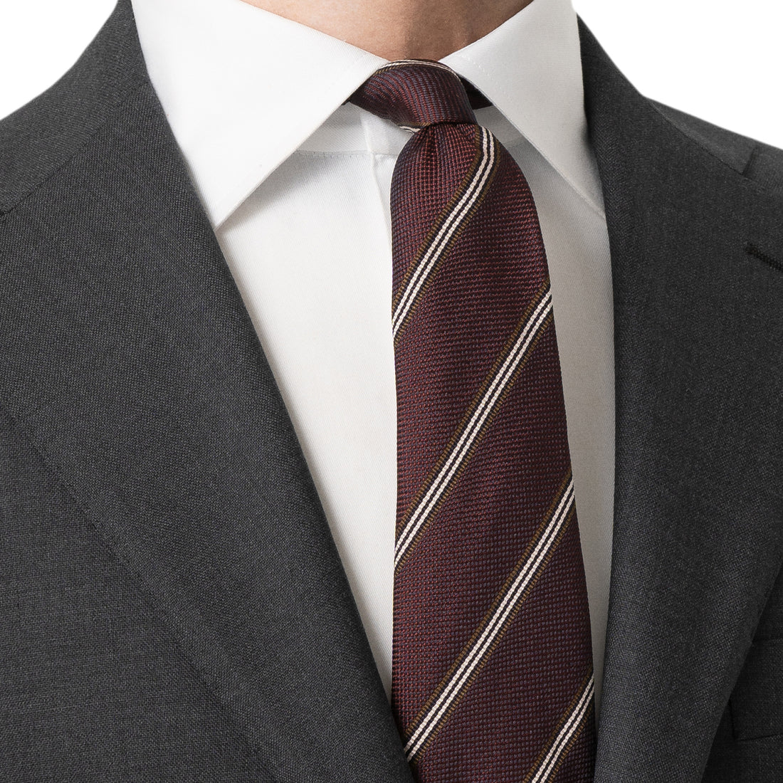 Maroon Striped Pattern Woven Silk Tie - ETON - Boutique Jacques International