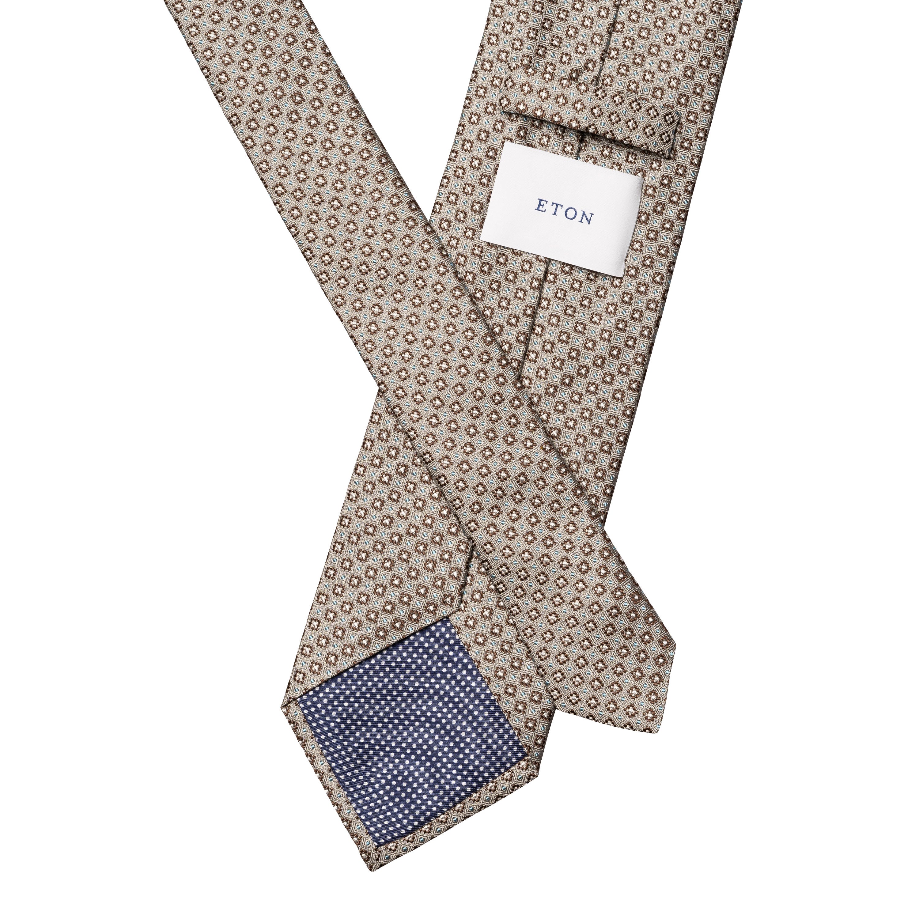 Gray & Brown Micro Floral Woven Silk Tie - ETON - Boutique Jacques International